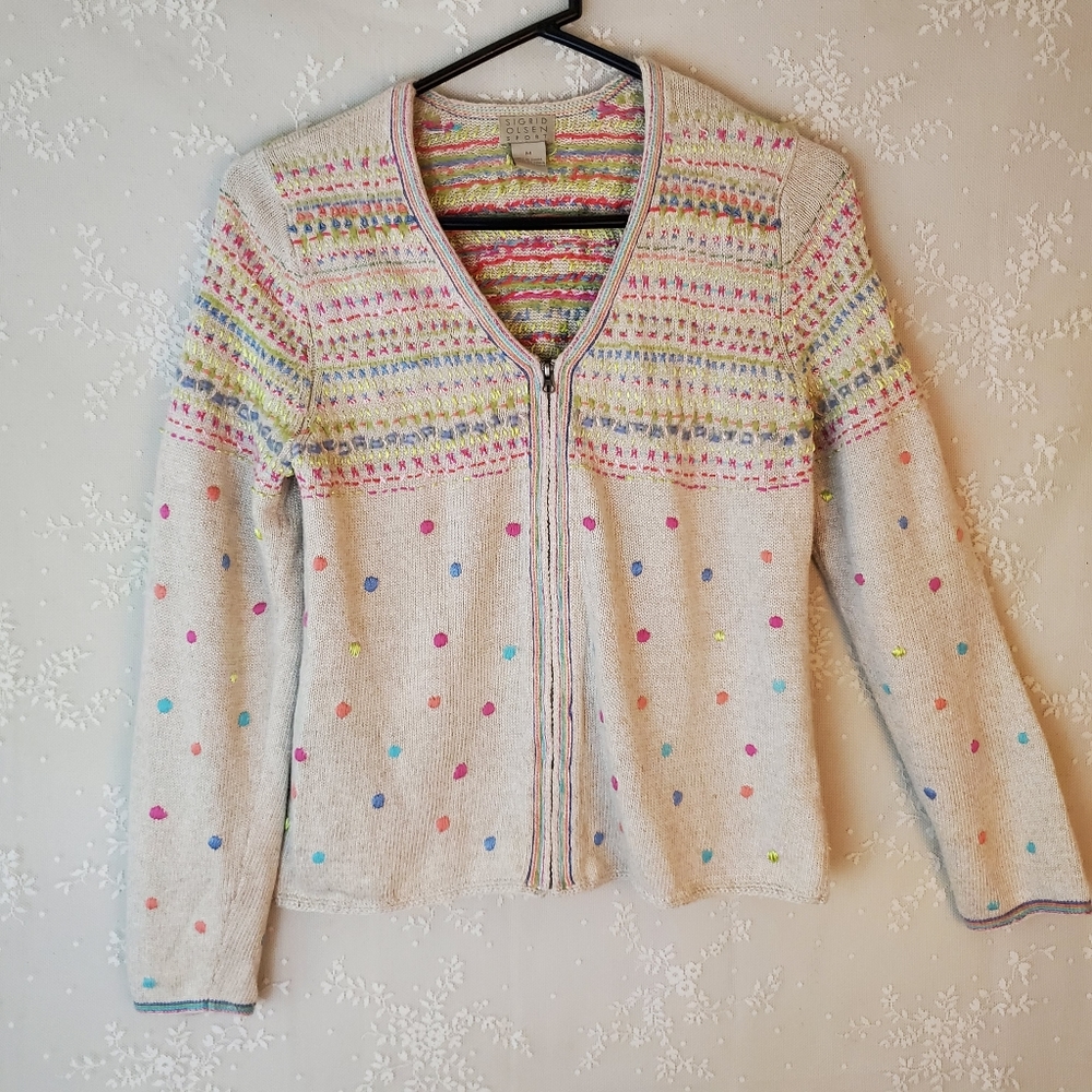 SIGRID OLSEN Cottage Core Knit Stitch Sweater!